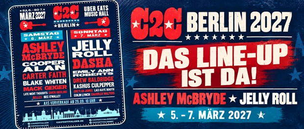 C2C Berlin 2027 Line-up mit Ashley McBryde und Jelly Roll als Headliner am 6. und 7. März 2027