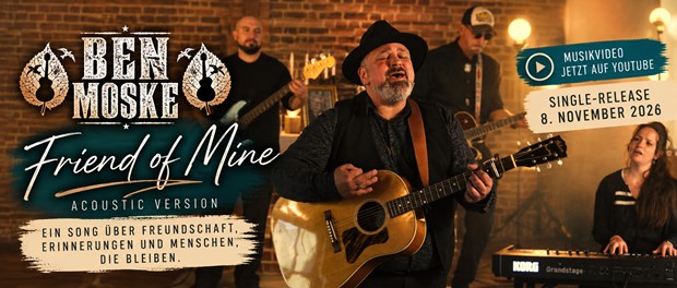 Ben Moske veröffentlicht mit „Friend of Mine“ eine persönliche Country-Folk-Ballade über Freundschaft und Erinnerungen.