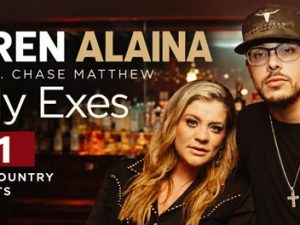 Bildunterschrift: Lauren Alaina und Chase Matthew feiern mit „All My Exes“ eine Nummer 1 im amerikanischen Countryradio
