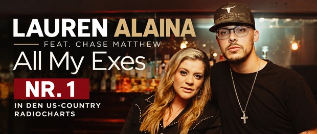 Bildunterschrift: Lauren Alaina und Chase Matthew feiern mit „All My Exes“ eine Nummer 1 im amerikanischen Countryradio